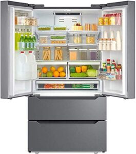smad 36" french door refrigerator 22.5 cu.ft, refrigerator with ice maker, counterdepth refrigerator bottom freezer, automatic defrost, humidity controlled, fingerprint-proof stainless steel