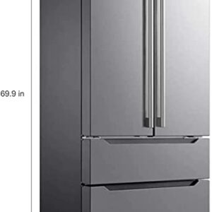 Smad 36" French Door Refrigerator 22.5 Cu.Ft, Refrigerator with ice maker, Counterdepth Refrigerator Bottom Freezer, Automatic Defrost, Humidity Controlled, fingerprint-proof stainless steel