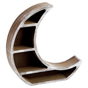 Farmlyn Creek Wooden Crescent Moon Shelf for Crystal Display, Essential Oils, Rustic-Style Home, Room Decor (Small, 10 x 10.2 x 2 in)