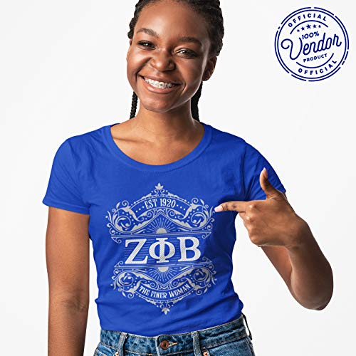 Bad Bananas Zeta Phi Beta Sorority Paraphernalia - The Finer Woman - Crew Neck Shirt - True-Royal X-Large