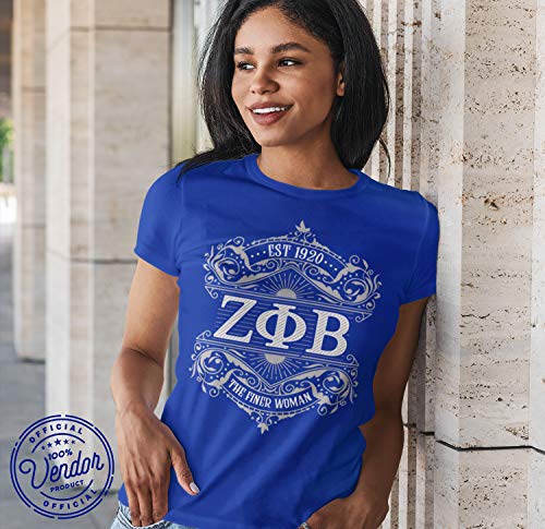 Bad Bananas Zeta Phi Beta Sorority Paraphernalia - The Finer Woman - Crew Neck Shirt - True-Royal X-Large