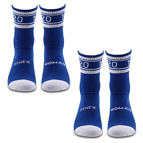 JXGZSO 2 Pairs Sorority Socks Blue 1920 Finer Women Socks Sorority Sister Gift (Finer Women)