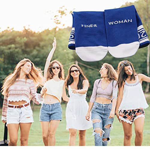 JXGZSO 2 Pairs Sorority Socks Blue 1920 Finer Women Socks Sorority Sister Gift (Finer Women)