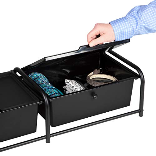 Richards Homewares Metal Frame Underbed Storage with Lids, 32.75”L x 12.2”D x 7.9”H, Requires at Least 8”H Clearance from Floor to Bed Frame, Black, 2-Drawer