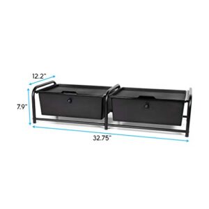 Richards Homewares Metal Frame Underbed Storage with Lids, 32.75”L x 12.2”D x 7.9”H, Requires at Least 8”H Clearance from Floor to Bed Frame, Black, 2-Drawer