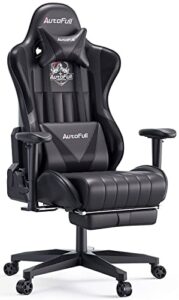 autofull c3 gaming chair office chair ergonomic computer gaming chair pu leather with headrest and lumbar support high back adjustable racing gaming chair with footrest(black)