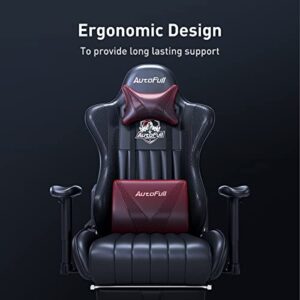 AutoFull C3 Gaming Chair Office Chair Ergonomic Computer Gaming Chair PU Leather with Headrest and Lumbar Support High Back Adjustable Racing Gaming Chair with Footrest(Black)