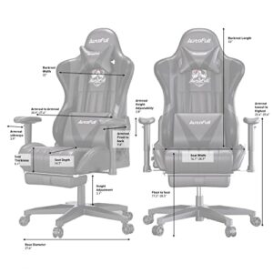 AutoFull C3 Gaming Chair Office Chair Ergonomic Computer Gaming Chair PU Leather with Headrest and Lumbar Support High Back Adjustable Racing Gaming Chair with Footrest(Black)