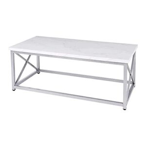 azl1 life concept modern coffee table for living room center table with metal frame, glossy white