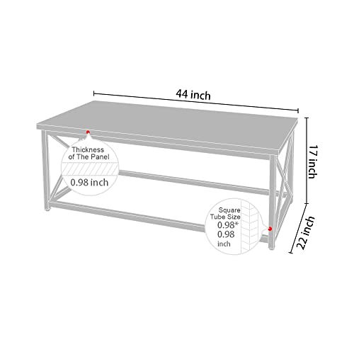 AZL1 Life Concept Modern Coffee Table for Living Room Center Table with Metal Frame, Glossy White