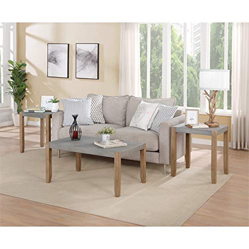 Alaterre Furniture Newport 36" L Faux Concrete and Wood Coffee Table
