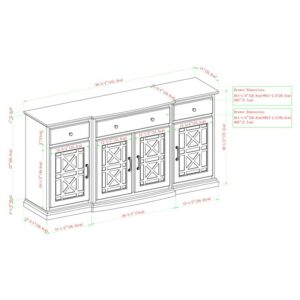 Walker Edison Modern Wood Glass-Buffet-Sideboard Living Entryway Serving Storage Cabinet Doors-Dining Room Console, 60 Inch, Black (AZU60LANFWBL)