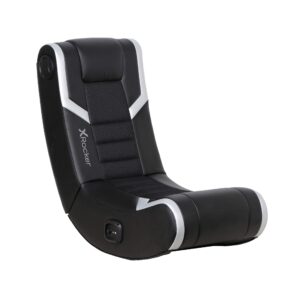 x rocker eclipse video gaming floor chair, headrest mounted speakers, 2.0 bluetooth, wireless, 5110301, 31" x 27.5" x 16.5", black and silver