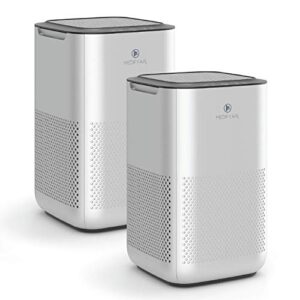 medify air ma-15 air purifier with h13 true hepa filter | 330 sq ft coverage | for allergens, wildfire smoke, dust, odors, pollen, pet dander | quiet 99.7% removal to 0.1 microns | silver, 2-pack