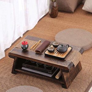 CHABUDAI Japanese Antique Tea Table Folding Legs Asian Floor Low Tea Table Wood (Middle: 68x35x28cm, ONE)