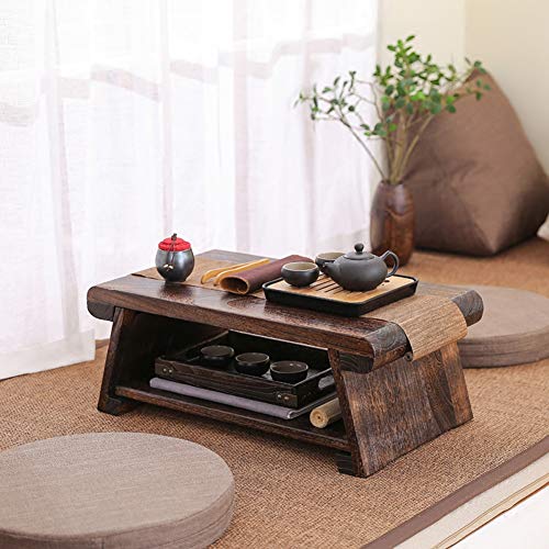 CHABUDAI Japanese Antique Tea Table Folding Legs Asian Floor Low Tea Table Wood (Middle: 68x35x28cm, ONE)