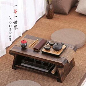 CHABUDAI Japanese Antique Tea Table Folding Legs Asian Floor Low Tea Table Wood (Middle: 68x35x28cm, ONE)