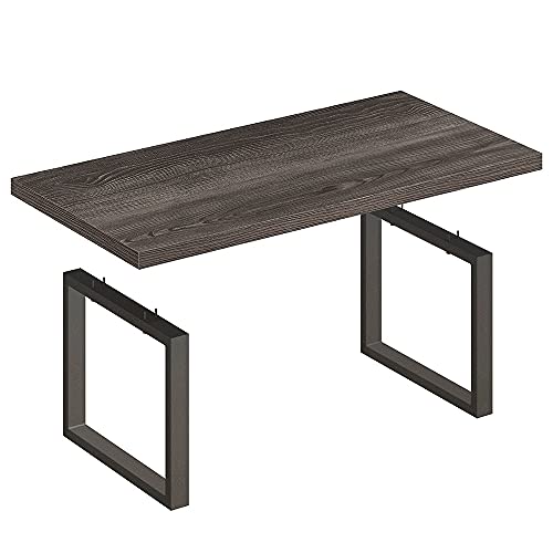 IBF Rustic Coffee Table, Wood and Metal Simple Industrial Modern Center Table, Minimalist Rectangle Wooden Farmhouse Cocktail Table for Living Room, Dark Gray Oak, 47 Inch