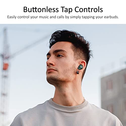 iLuv myBuds Wireless Earbuds, Bluetooth 5.3, Built-in Microphone, 20 Hour Playtime, IPX6 Waterproof Protection, Compatible with Apple & Android, Includes Charging Case & 4 Ear Tips, TB100 Dark Green