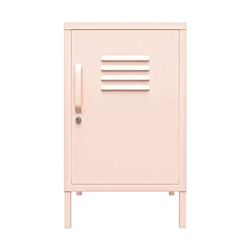 REALROOMS Shadwick 1 Door Metal Locker Style Livingroom End Table, Pink