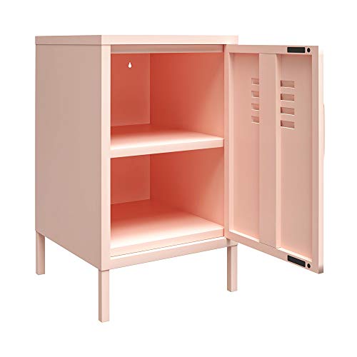 REALROOMS Shadwick 1 Door Metal Locker Style Livingroom End Table, Pink