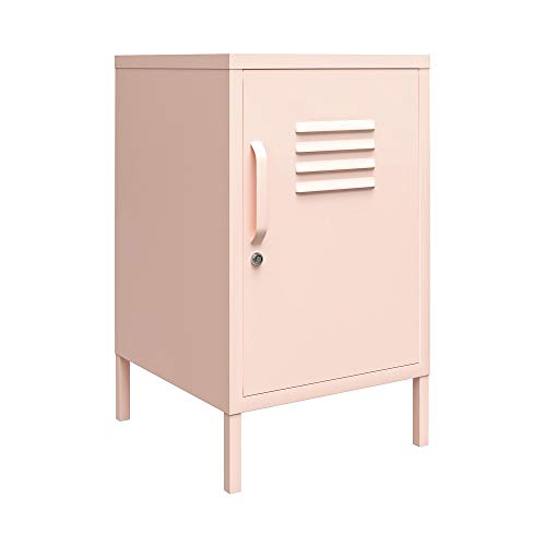 REALROOMS Shadwick 1 Door Metal Locker Style Livingroom End Table, Pink