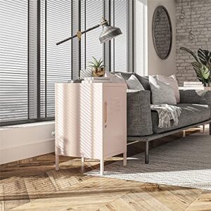 REALROOMS Shadwick 1 Door Metal Locker Style Livingroom End Table, Pink