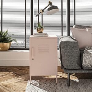 REALROOMS Shadwick 1 Door Metal Locker Style Livingroom End Table, Pink