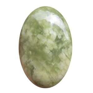 fekuar oval green jade palm stone, polished worry pocket massage stones healing crystal for therapy geometry chakra balancing