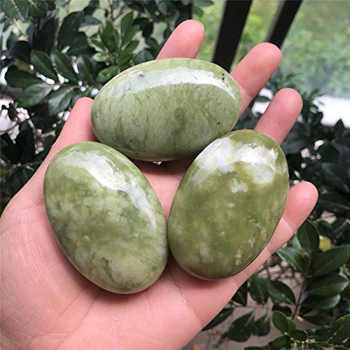 Fekuar Oval Green Jade Palm Stone, Polished Worry Pocket Massage Stones Healing Crystal for Therapy Geometry Chakra Balancing