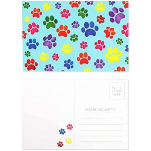 Colorful Paw Prints Postcards for Home, School Classroom (6 x 4 In, 48 Pack)