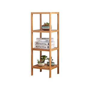 zoopolyn 100% bamboo bathroom shelf 13 x 13 x 39 inches 4-tier multifunction standing towel rack storage organizer unit natural