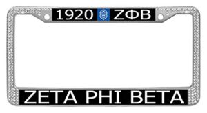 framespolish w-zbp13 zeta phi beta license plate frame, bling white rhinestones