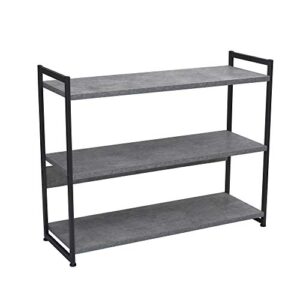 household essentials 3 tier storage shelf with minimalist metal frame | 40.5" w x 32.5" h x 13.75" d | slate faux concrete, grey