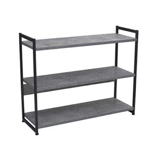 Household Essentials 3 Tier Storage Shelf with Minimalist Metal Frame | 40.5" W x 32.5" H x 13.75" D | Slate Faux Concrete, Grey