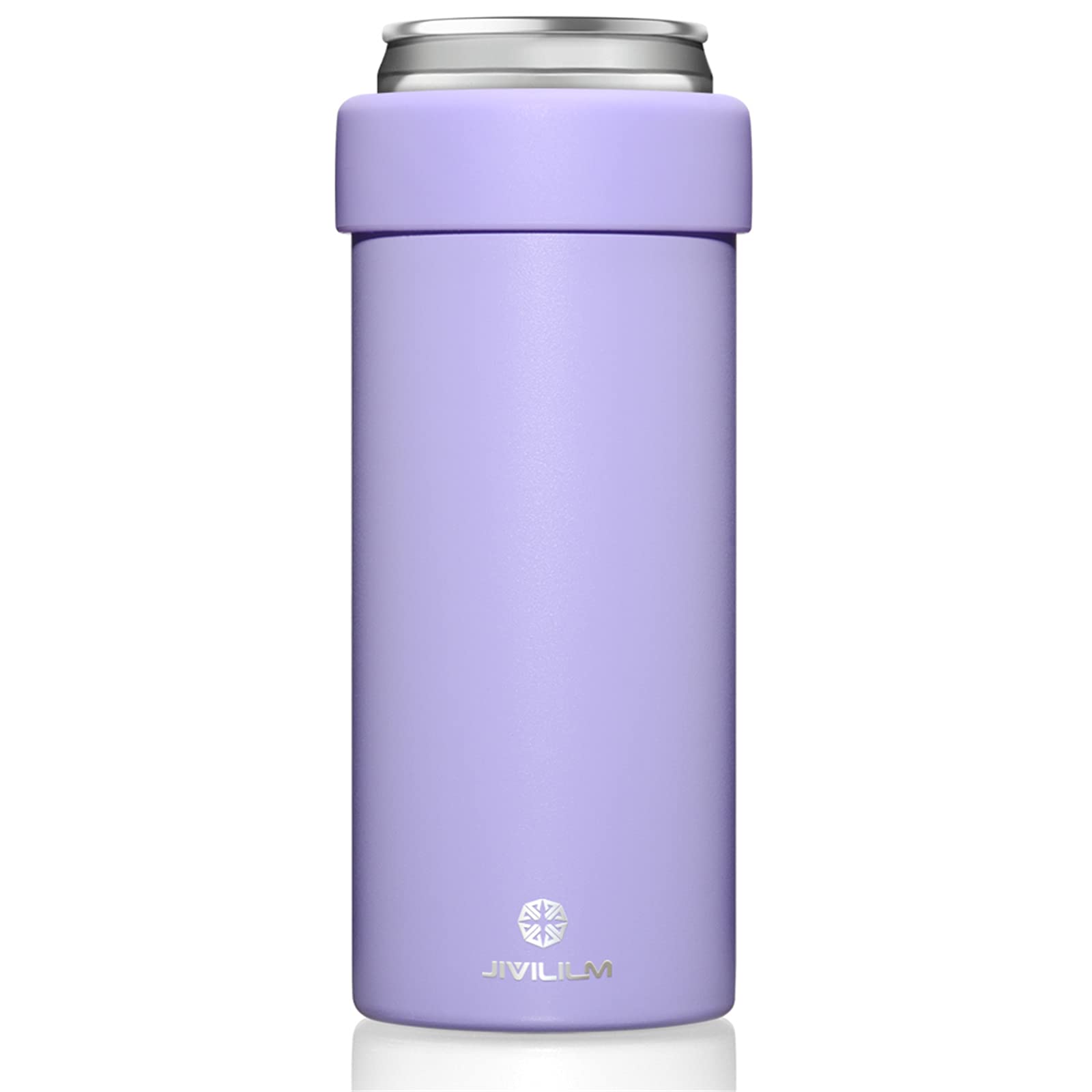 JIVILILM Stainless Steel Insulated Cooler for 12oz Slim Cans | Skinny Can Drinks Holder for Hard Seltzer, Beer, Soda, and Energy Drinks (Lilac)