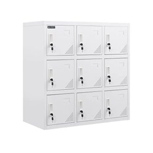 mayroy metal locker office storage locker home steel locker school storage organizer, storage cabinet for kids students employee (w9d) (full white)