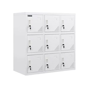 MAYROY Metal Locker Office Storage Locker Home Steel Locker School Storage Organizer, Storage Cabinet for Kids Students Employee (W9D) (Full White)