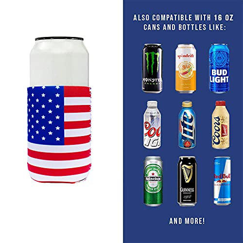 Can Cooler Sleeve 12pcs USA Flag Can Coolers Bulk Patriotic Can Sleeve Neoprene for Can and Bottle 12 oz, Perfect For Veterans Day, and Every Day(USA Flag, 12 Pack)