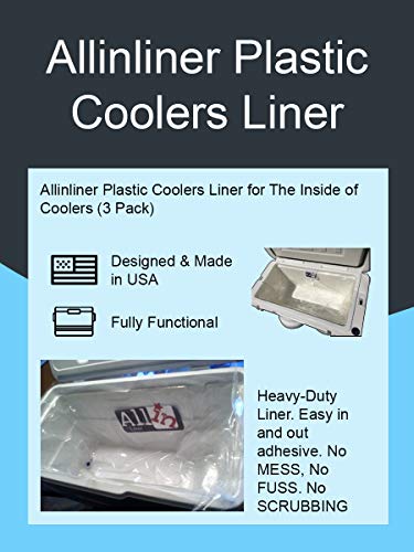 Plastic Cooler Liner – Disposable Cooler Liner – Grizzly Plastic Cooler Liner 3 Pack – BPA Free Cooler Insert Liner for Fishing, Camping, BBQ – 60 Qt. Ice Chest Liner by Allinliner