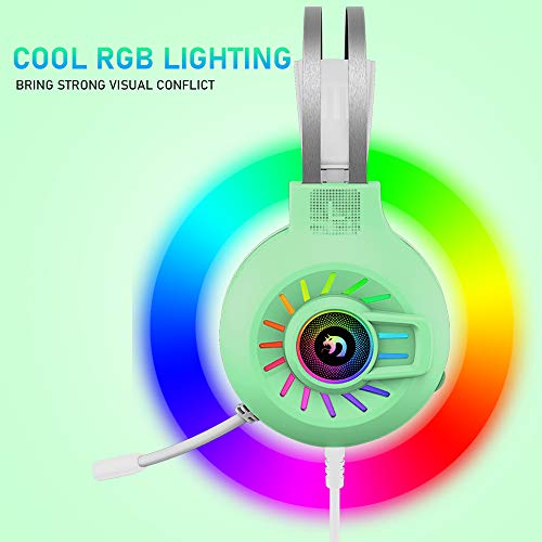 PS4 Headset Xbox One Headset Gaming Headset 3.5mm Stereo Wired Over-Head Gaming Headphone,RGB Rainbow Backlit,Headphone Stereo Surround Sound,Noise Canceling Microphone for PC,PS4,Xbox One(Green)