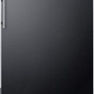 Summit CT663BKBI 24 Compact Refrigerator with 5.1 cu. ft. Capacity Adjustable Glass Shelves Dual Evaporator Reversible Door Adjustable Thermostat in Black