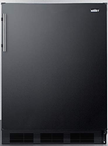 Summit CT663BKBI 24 Compact Refrigerator with 5.1 cu. ft. Capacity Adjustable Glass Shelves Dual Evaporator Reversible Door Adjustable Thermostat in Black