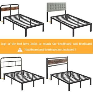 COMASACH Twin Size Bed Frame 14" High Heavy Duty Platform Bed Frame,Sturdy Steel Frame,Support up to 3500lbs,No Box Spring Needed,Noise-Free,Easy Assembly