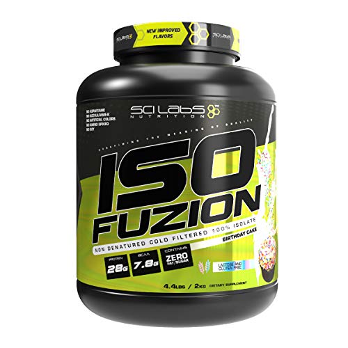 Iso Fuzion 100% Whey Isolate by Scilabs Nutrition | 28g Non Denatured Protein Powder, Birthday Cake Flavor, 4.4lb