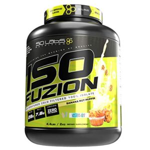 iso fuzion 100% whey isolate by scilabs nutrition | 28g non denatured protein powder, banana nut muffin flavor, 4.4lb