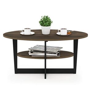 Furinno Coffee Table, 1-Pack, Columbia Walnut/Black