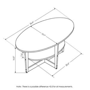 Furinno Coffee Table, 1-Pack, Columbia Walnut/Black