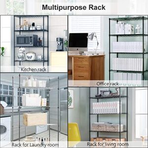 5 Tier Storage Shelves Wire Shelving Unit Garage Metal Rack 14Dx30Wx60H Adjustable NSF Sturdy Steel Layer Shelf Commercial Utility Organizer Shelving with Wheels for Bathroom Kitchen Laundry, (Chrome)