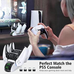 PS5 Controller Charger Compatible with PS5 DualSense Edge Controller, PS5 Charger with 4 USB-C Dongles, PS5 Accessories Charging Dock for PS 5 Controller, PS5 Controller Charging Station